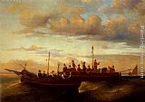 Adolphe Monticelli Italian Fishing Vessels at Dusk painting